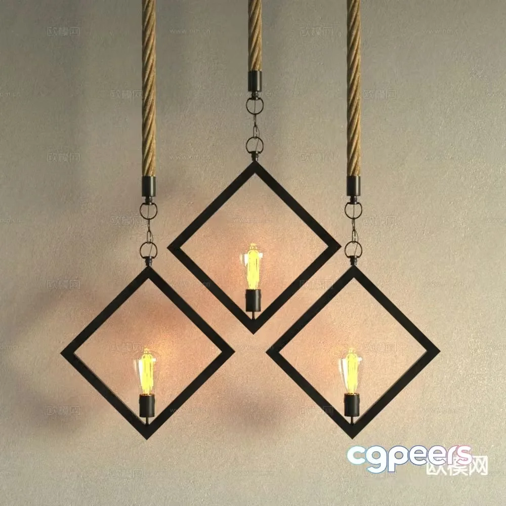Industrial style chandelier wrought iron chandelier 3d model