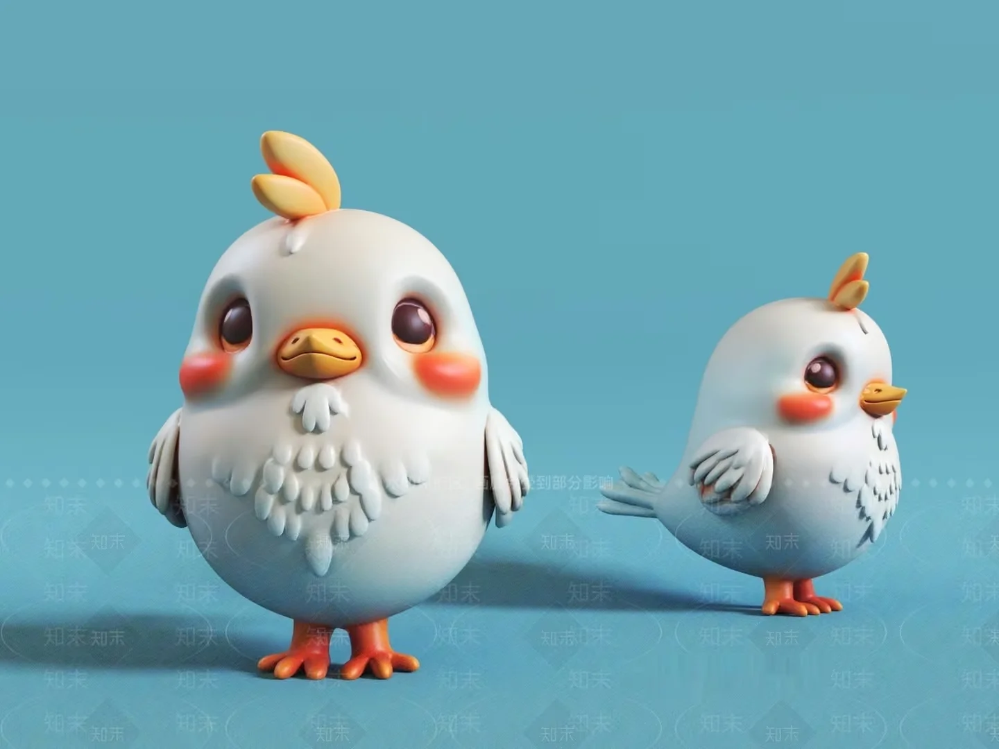Two Cartoon Birds 3D Model – 5330 – VRAY Render