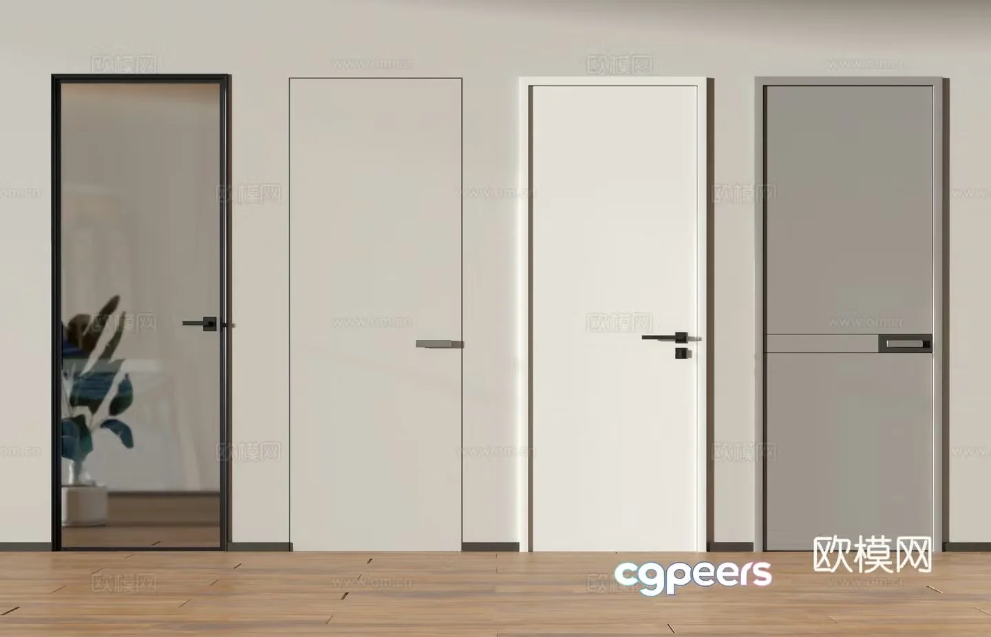 Modern door combination 3D model