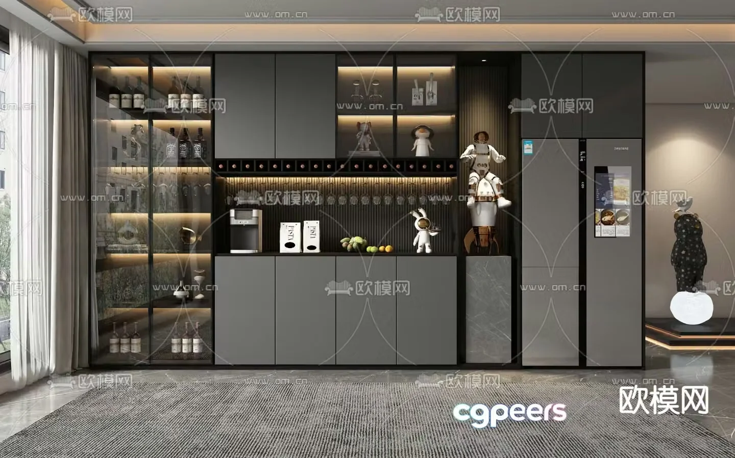 Wine cabinet sideboard 3d model