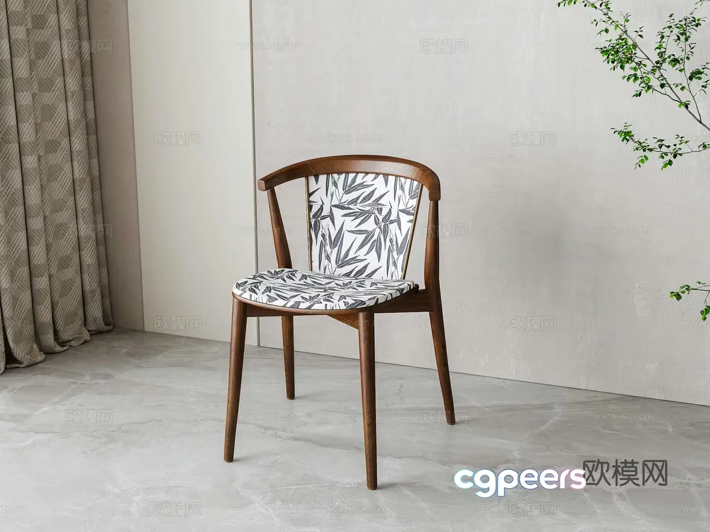 New Chinese style single chair dining chair 3d model