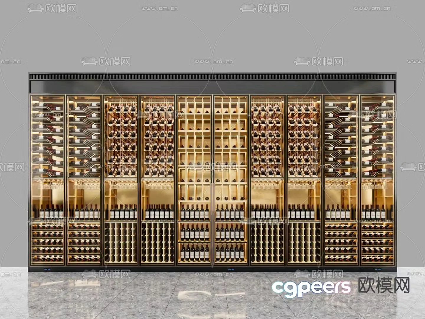 Light luxury wine cabinet 3D model