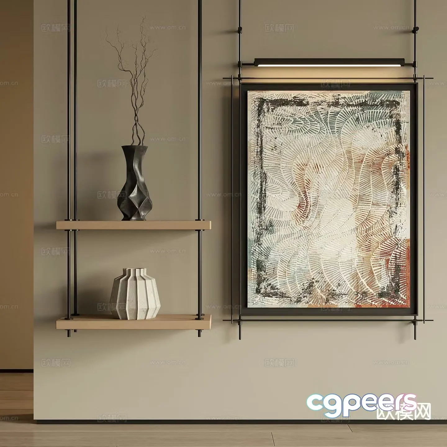 Middle-aged art painting texture painting decorative painting 3D model