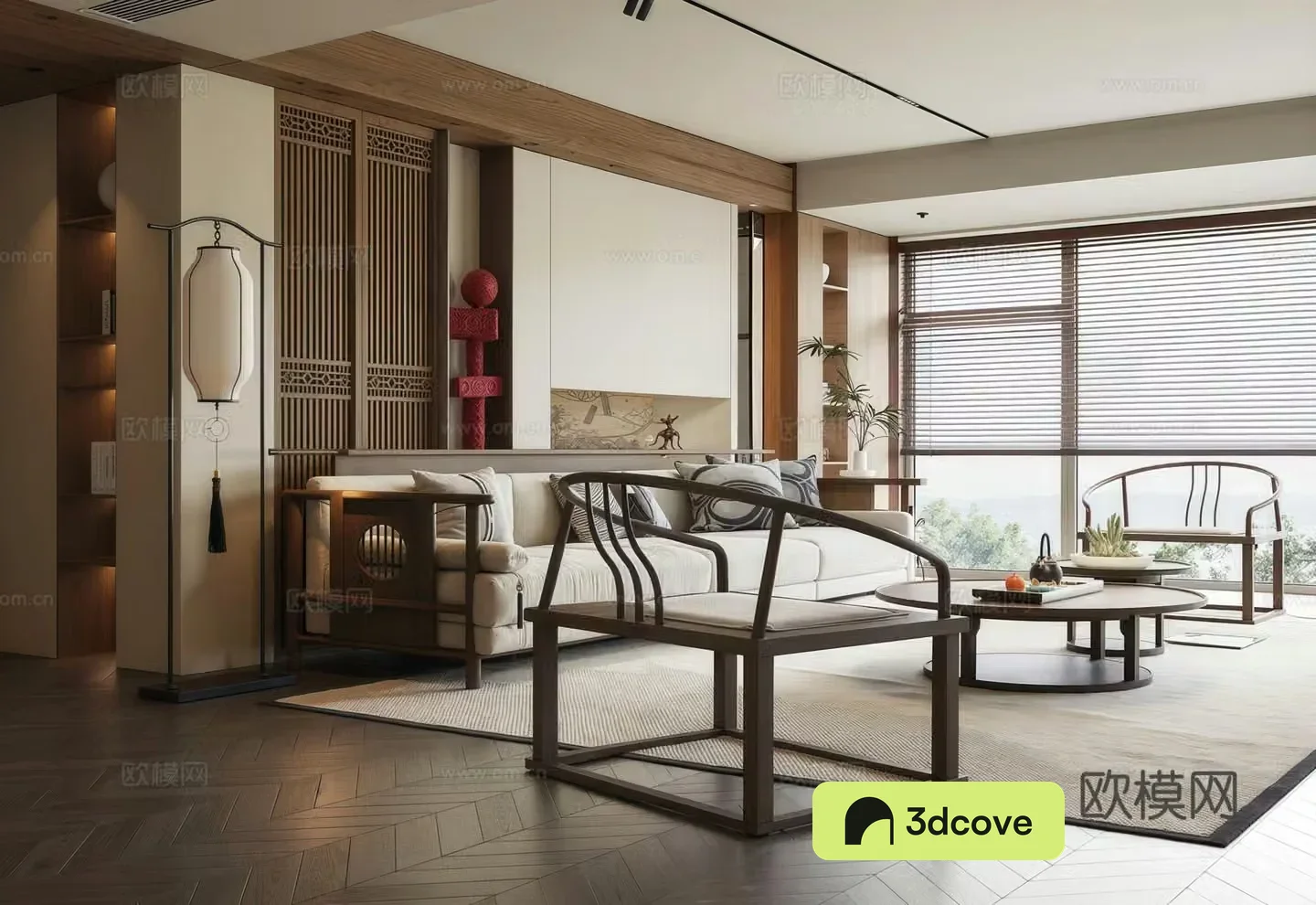Song style living room sofa coffee table combination floor lamp sofa background wall