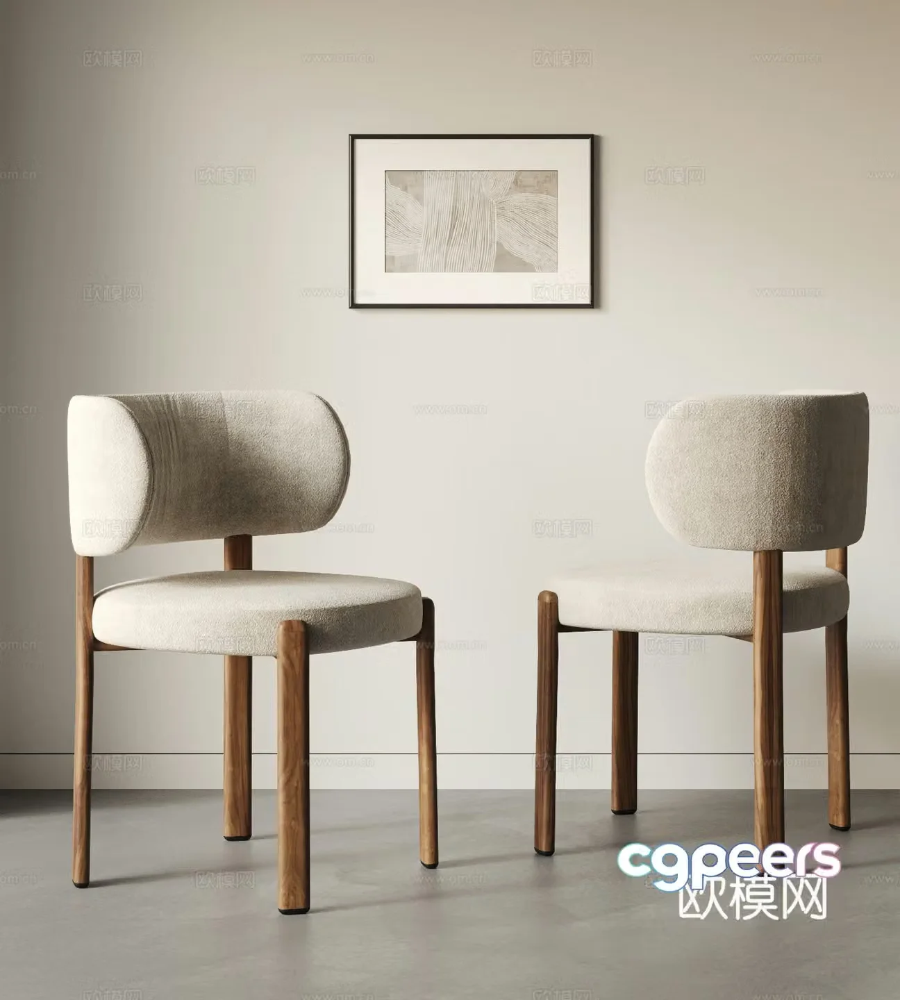 Middle-aged dining chair combination Wasabi dining chair Fabric dining chair Walnut chair Book chair Dressing chair 3d model