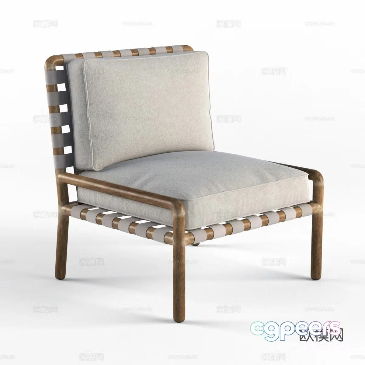 New Chinese rattan fabric leisure chair 3D model