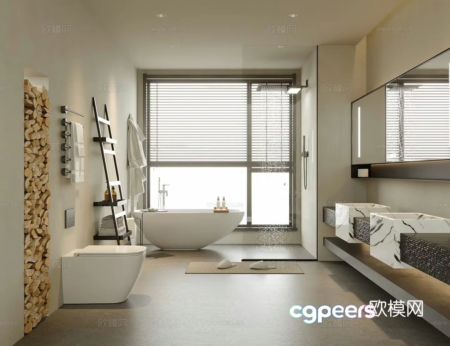 Modern hotel bathroom B&B bathroom bathroom sink bathtub 3d model