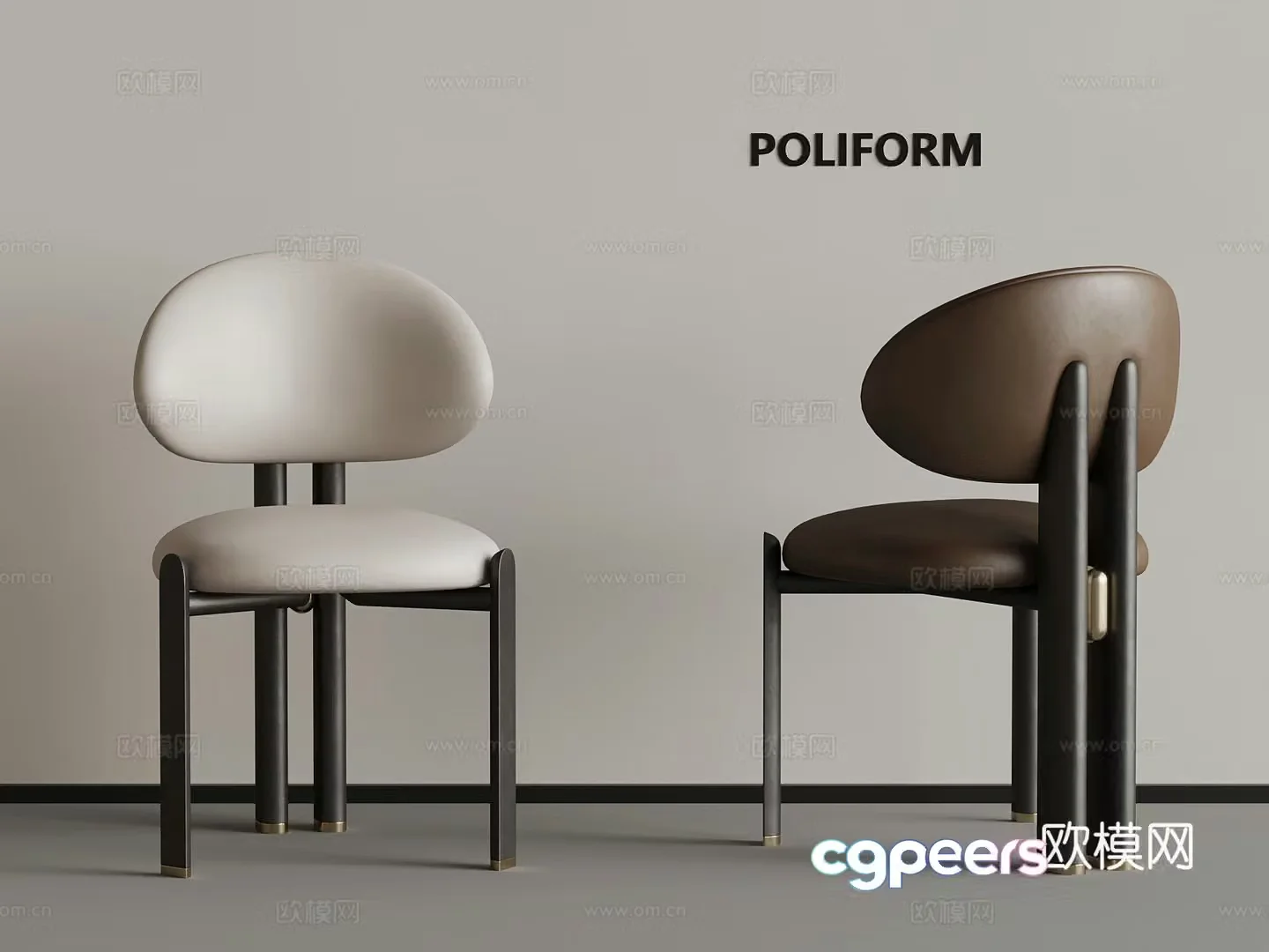 04 Middle-aged dining chair casual chair 3d model