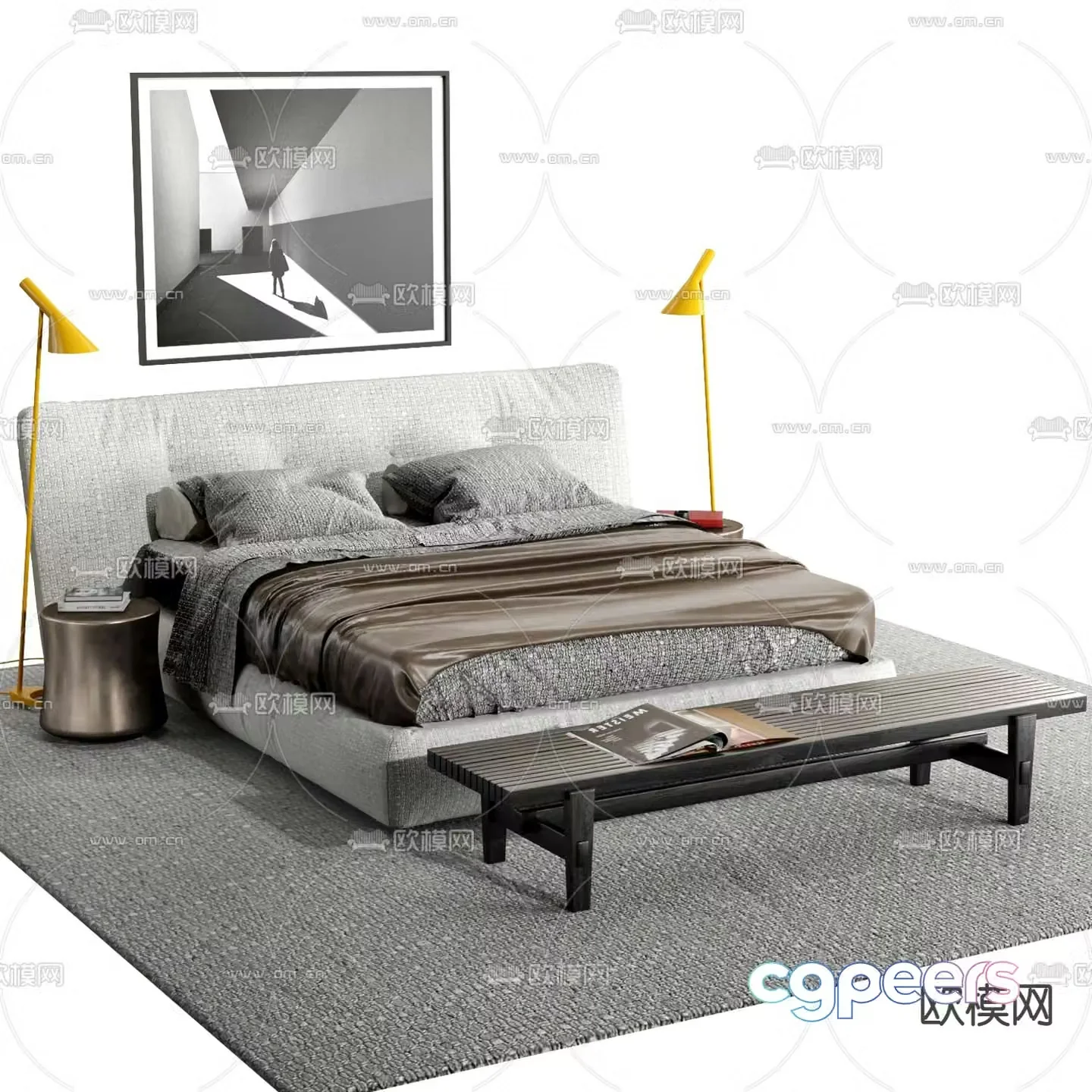 B&B Italia double bed 3d model