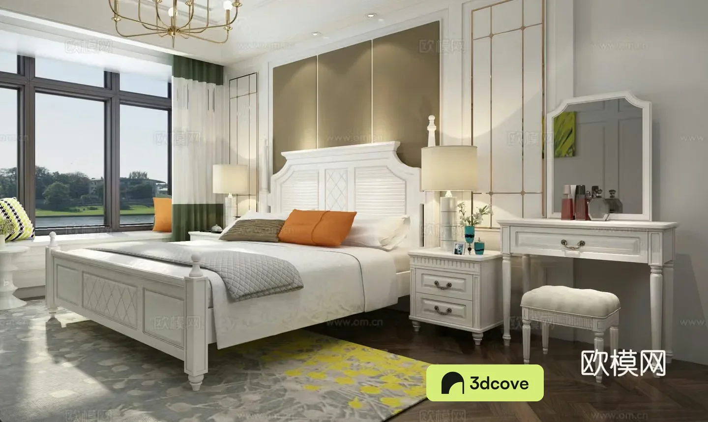 American pastoral suite furniture bed set dressing table