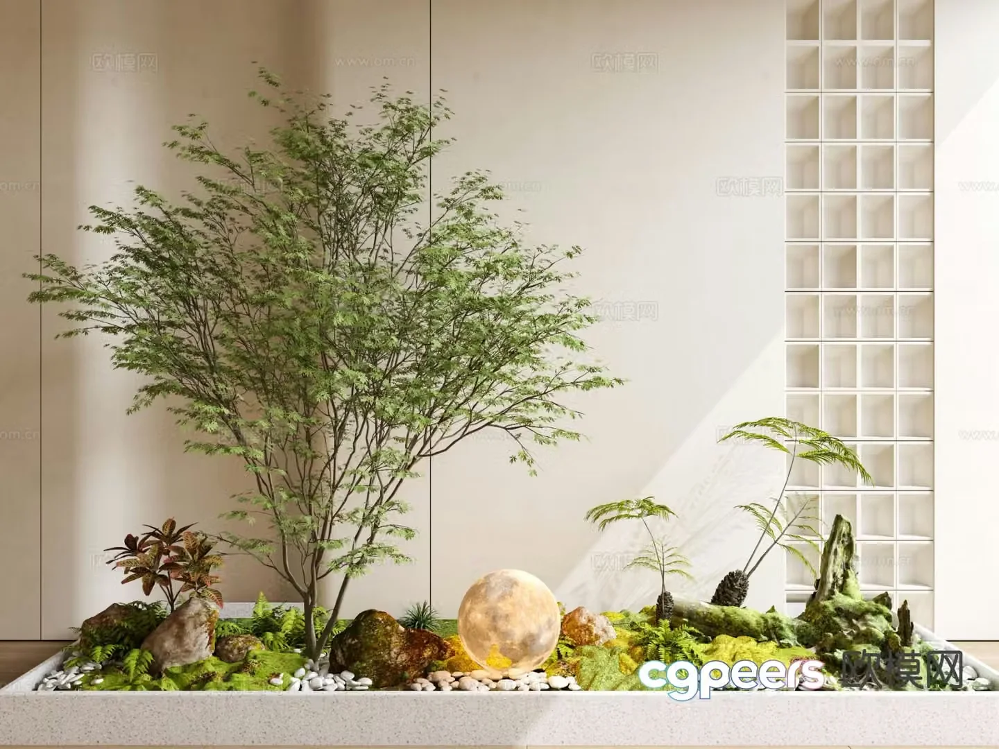 Modern landscape sketch indoor landscape 3d model