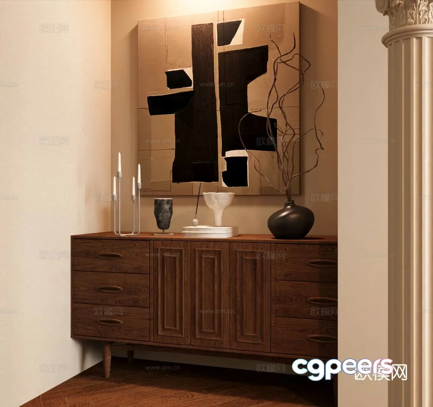 Medieval style entrance cabinet 3D model