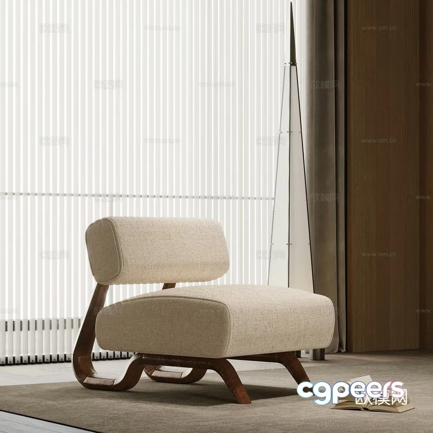 Medium style leisure chair single sofa 3d model