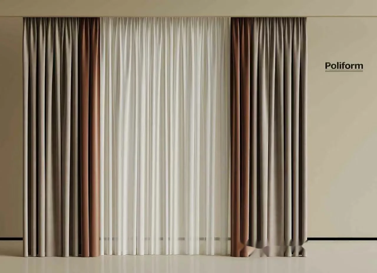 Brown And White Curtains 3D Model – 19480 – VRAY Render