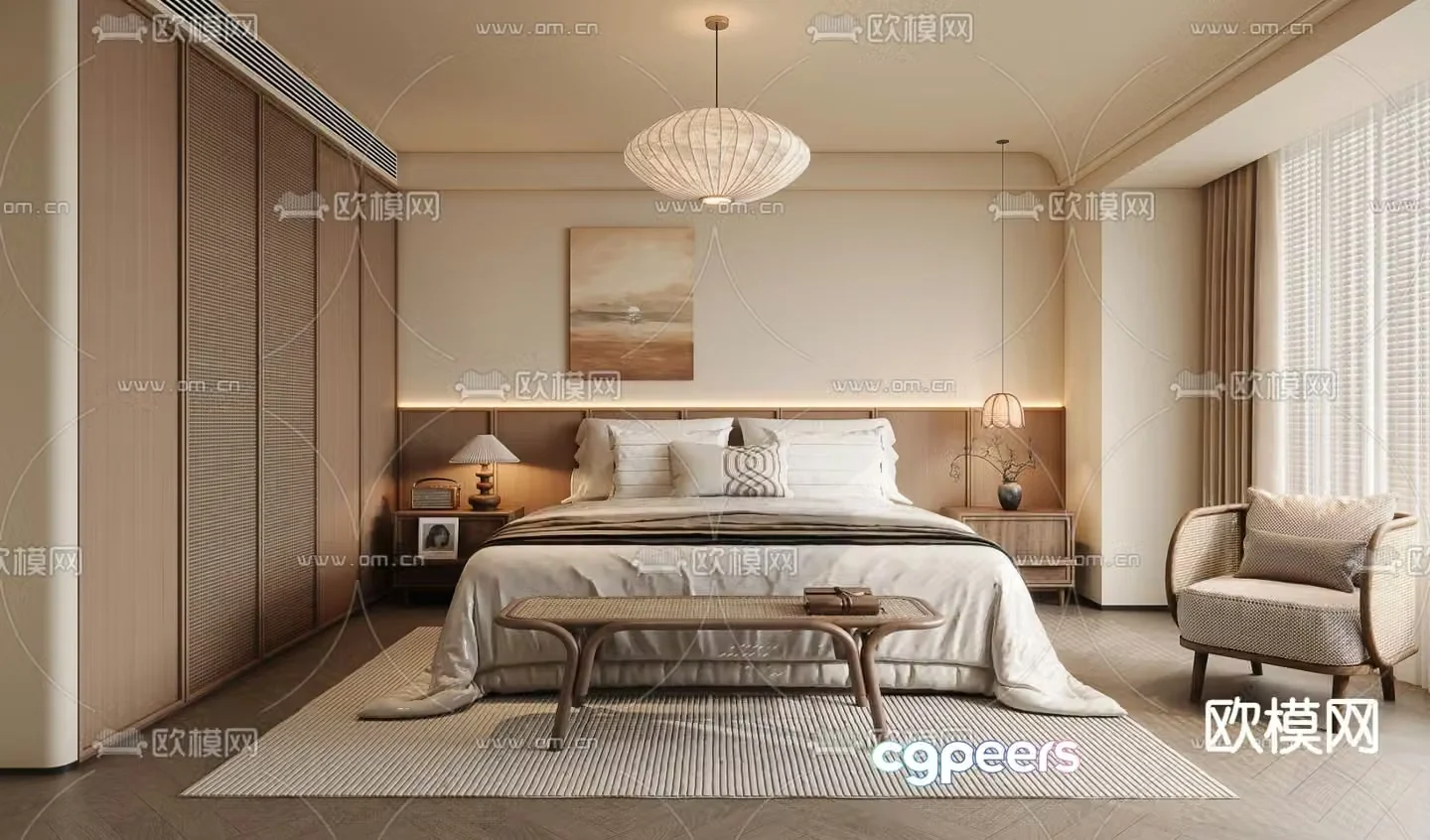 Middle style bedroom master bedroom master room 3d model