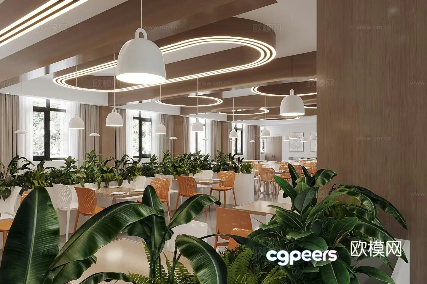 Modern cafeteria company cafeteria canteen 3d model