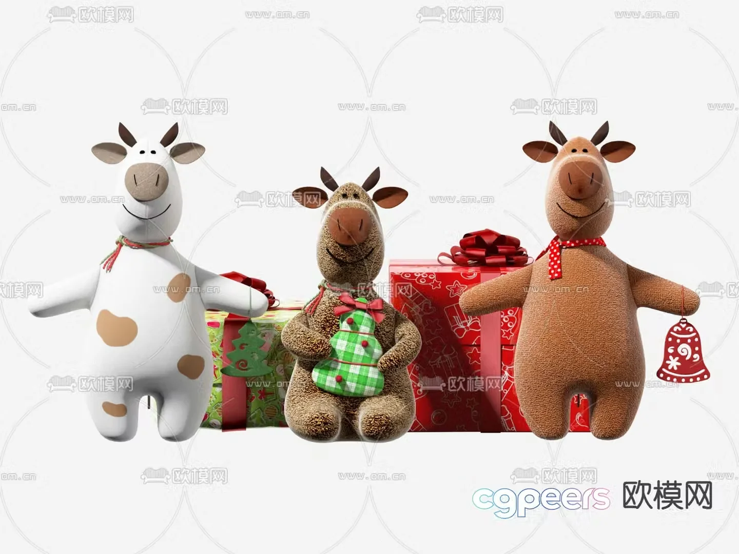 Modern cartoon cow stuffed toy 3d model