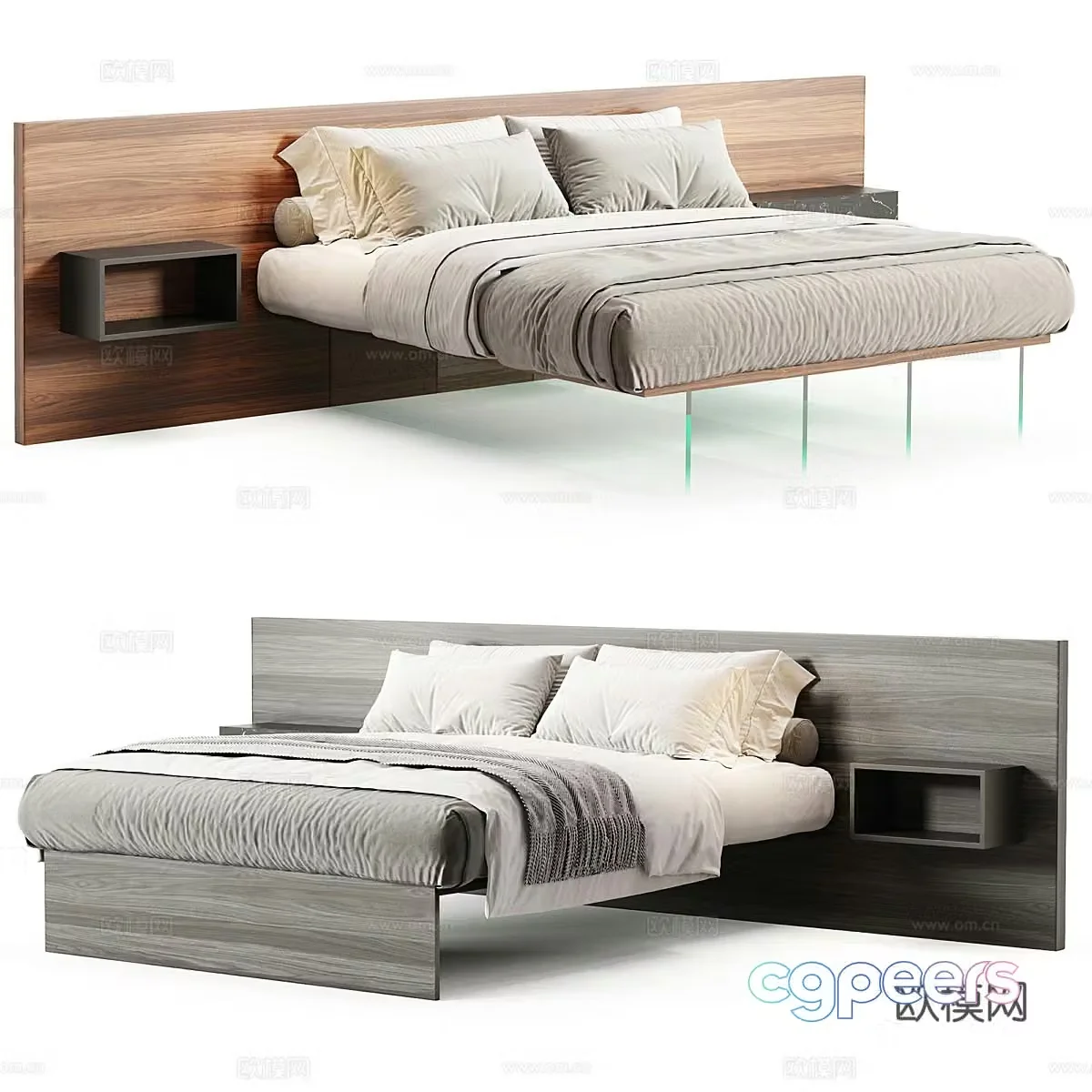 Modern Italian minimalist Air Wildwood fabric double bed 3D model