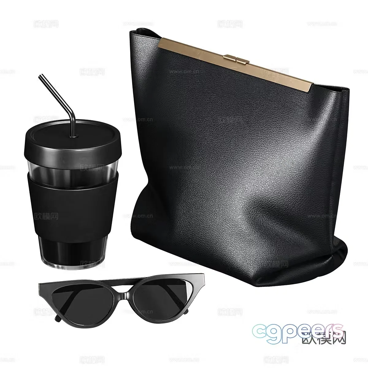 Bag sunglasses mug 3d model