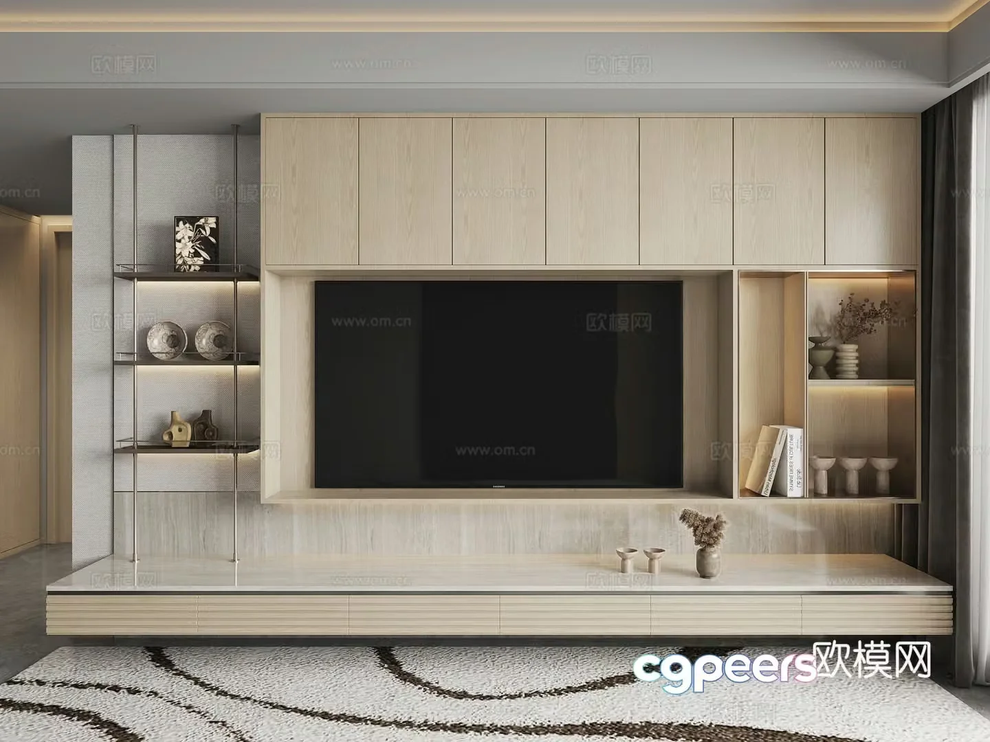 Modern TV background wall 3d model