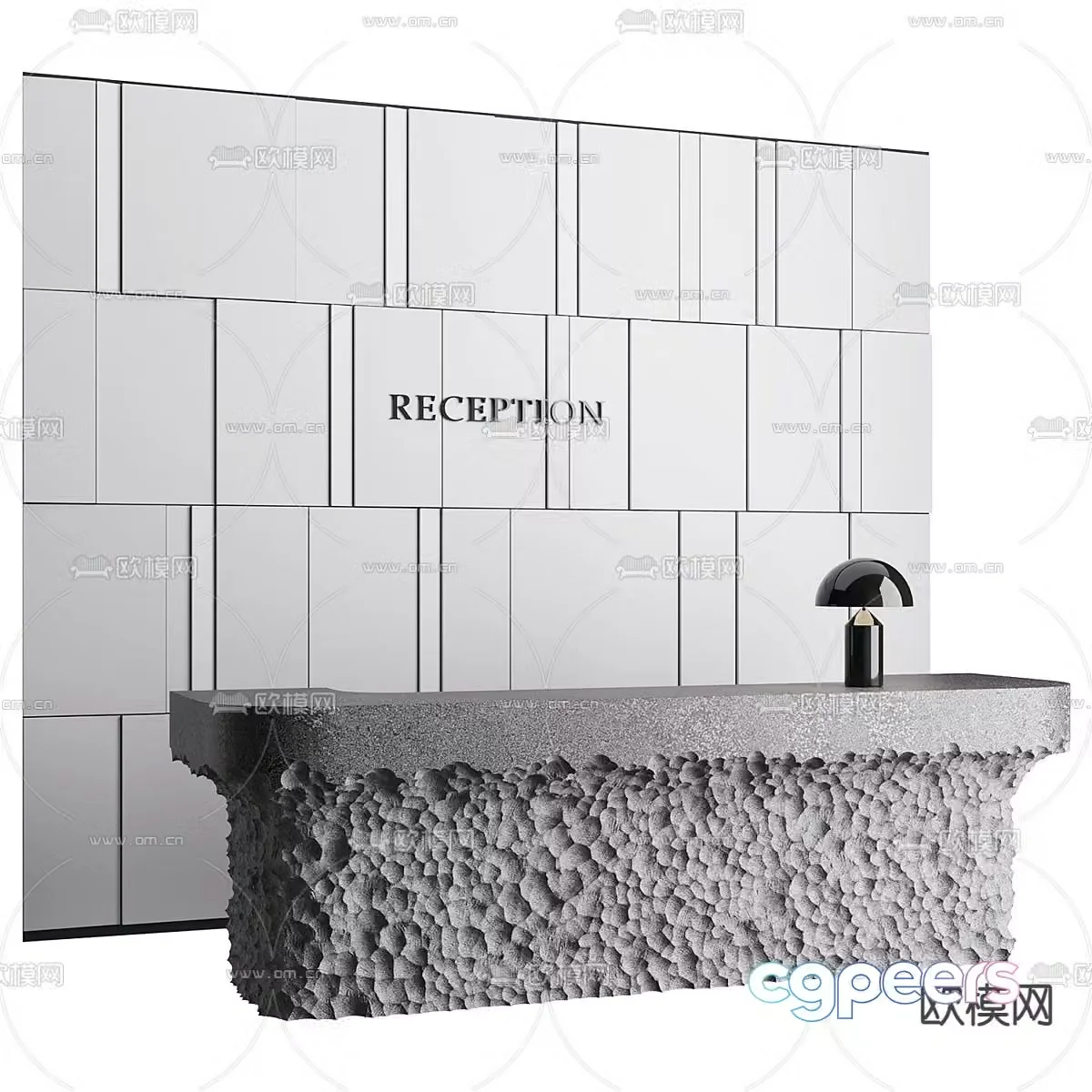 Premium gray front desk reception desk service desk 3d model