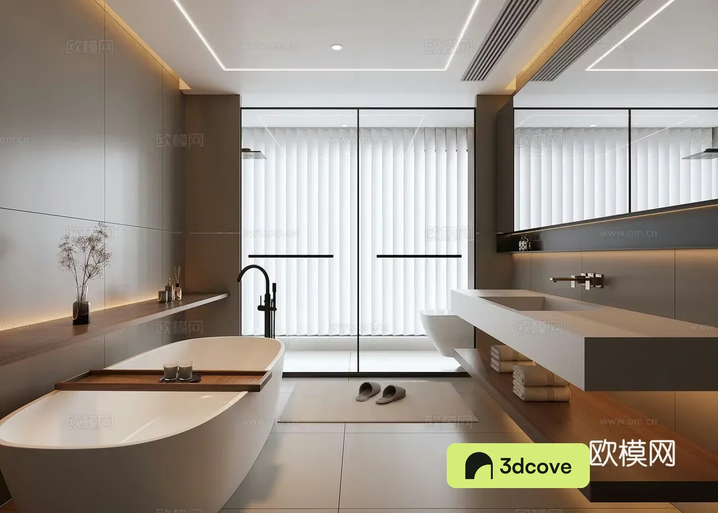 Modern bathroom mirror bathroom cabinet bathtub decoration