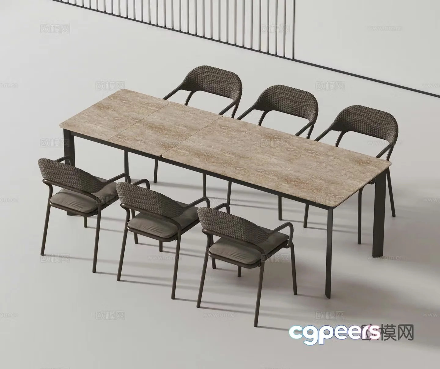 Modern dining table and chair 3d model