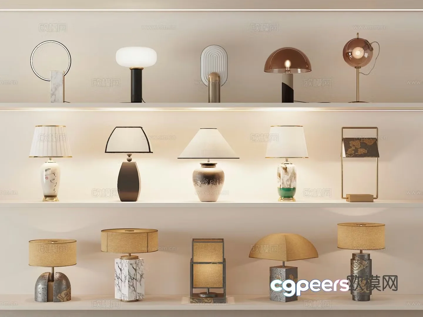 New Chinese-style desk lamp Art desk lamp Special-shaped desk lamp Glass desk lamp Metal desk lamp 3D model