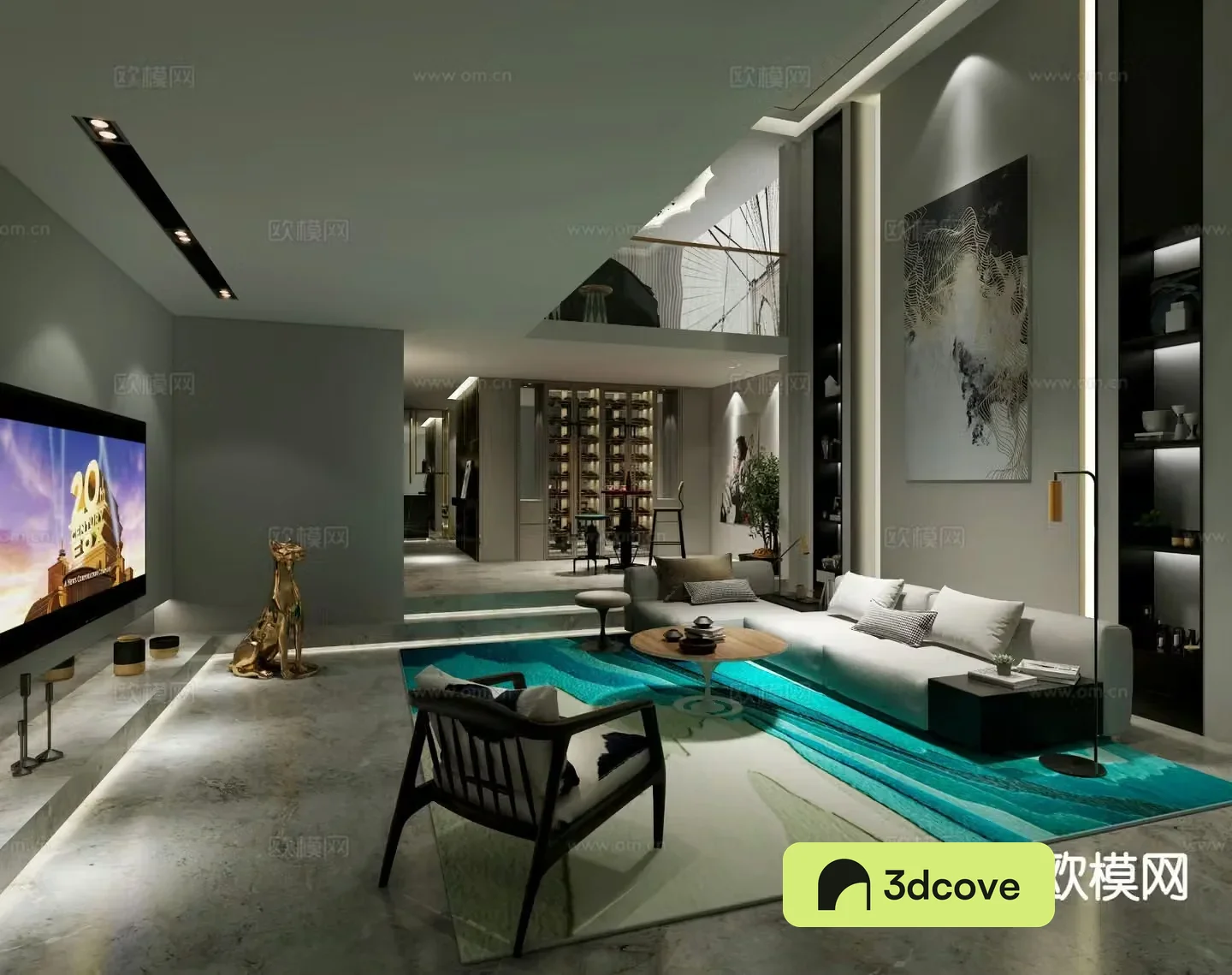 Modern villa basement living room