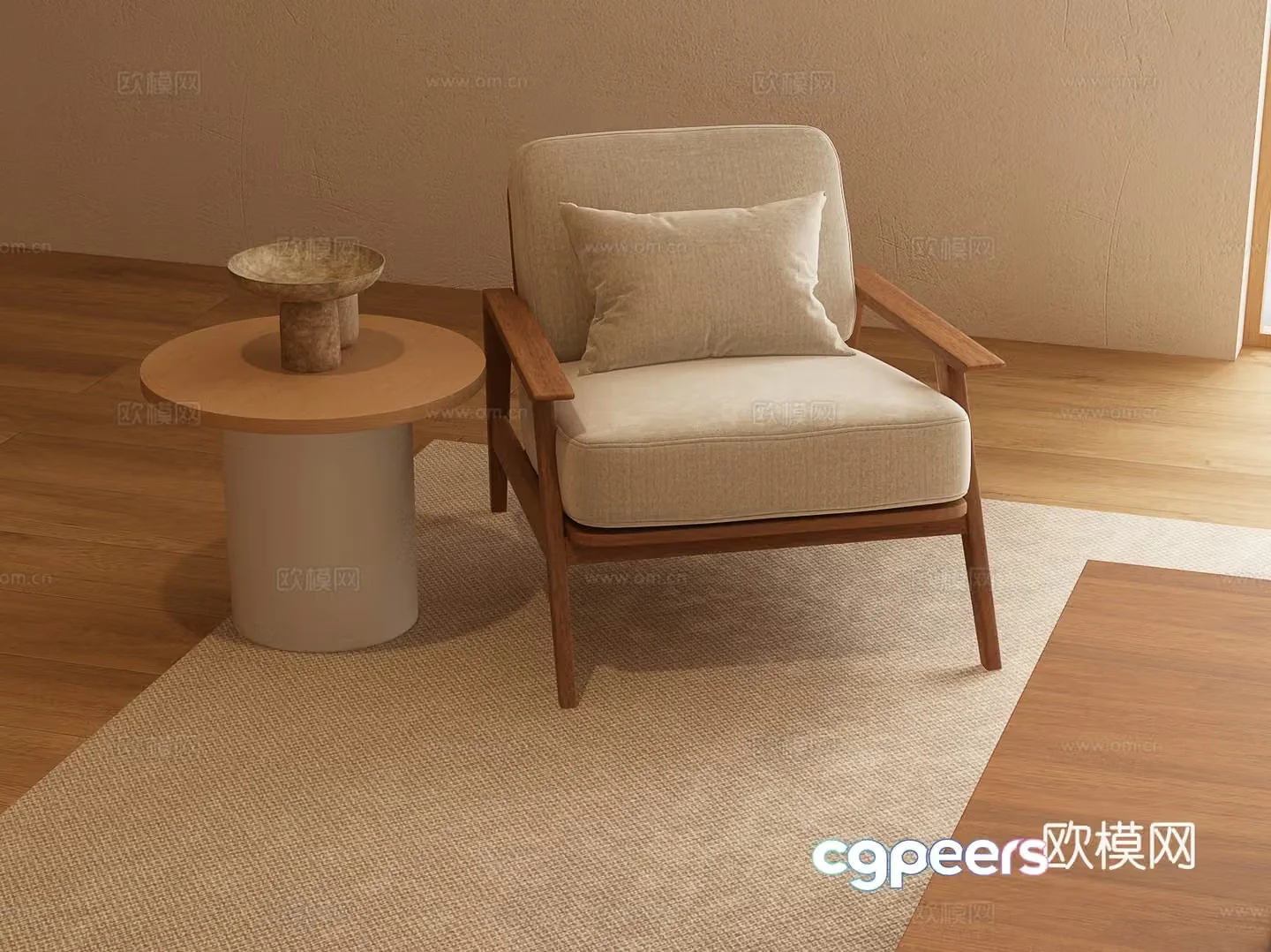 Modern leisure chair leisure chair coffee table combination 3D model