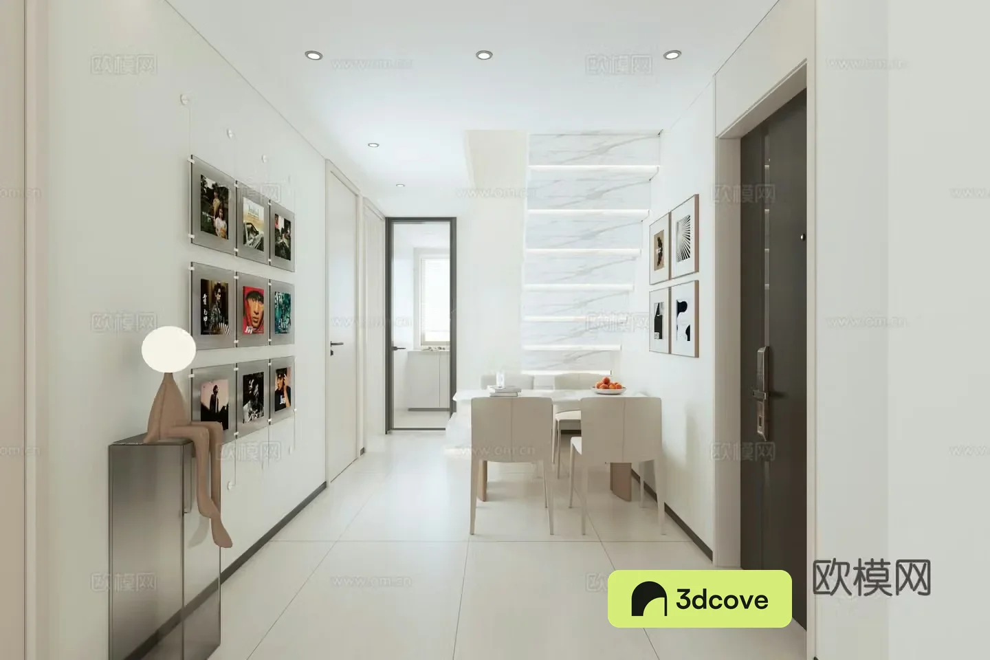 Modern minimalist style living and dining room