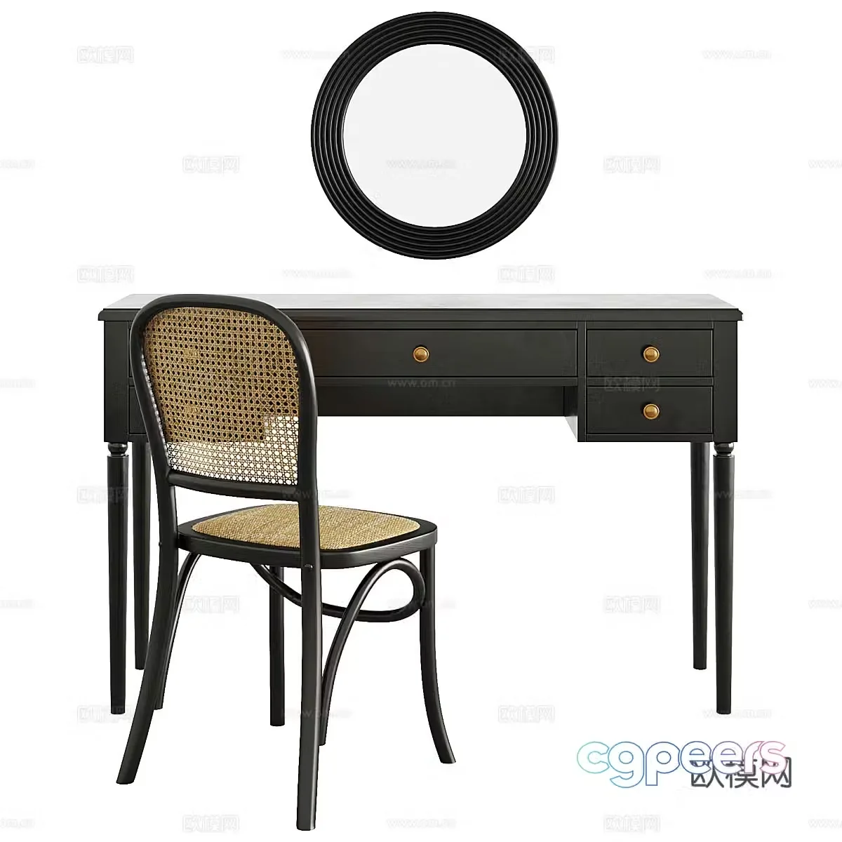 New Chinese Blues Dressing Table 3D Model