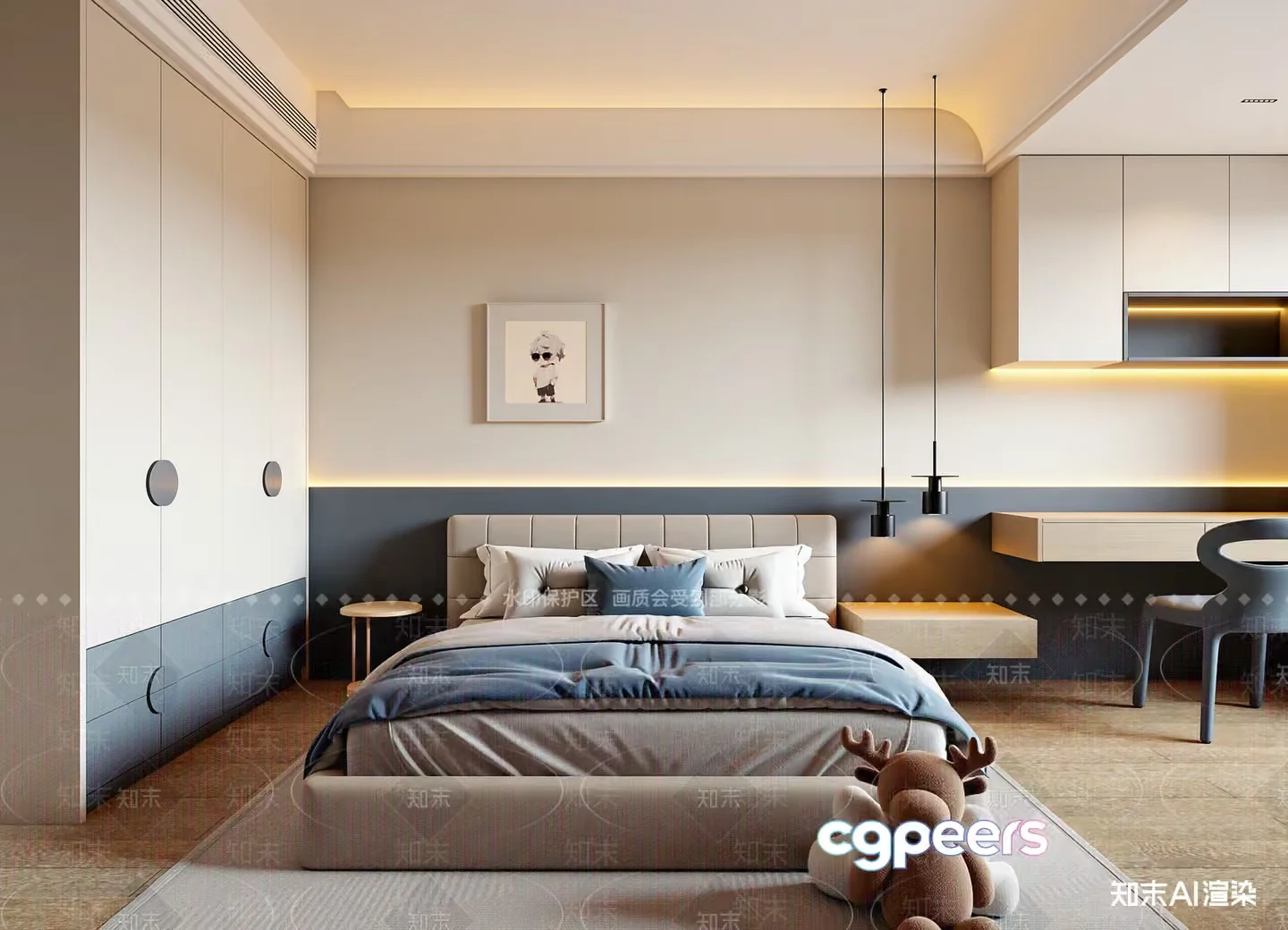 Modern Bedroom Design 3D Model – 17216 – VRAY Render