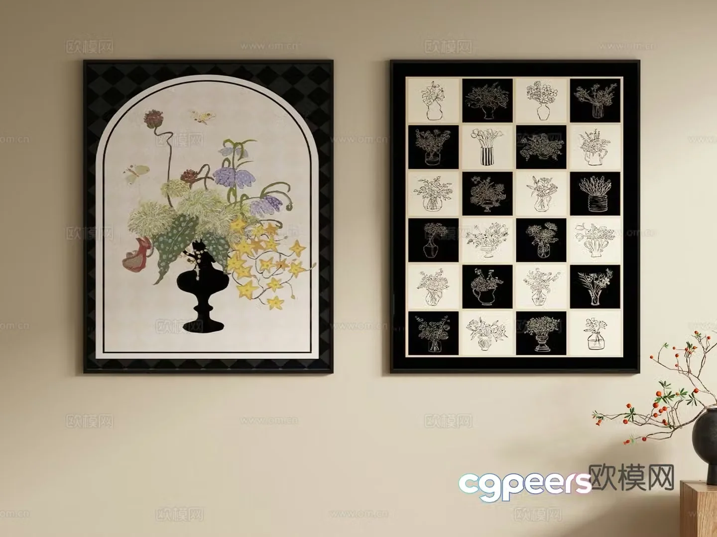 French decorative painting retro painting hanging painting 3D model
