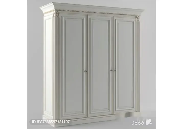 A White Wardrobe With Gold Accents 3D Model – 15181 – VRAY Render