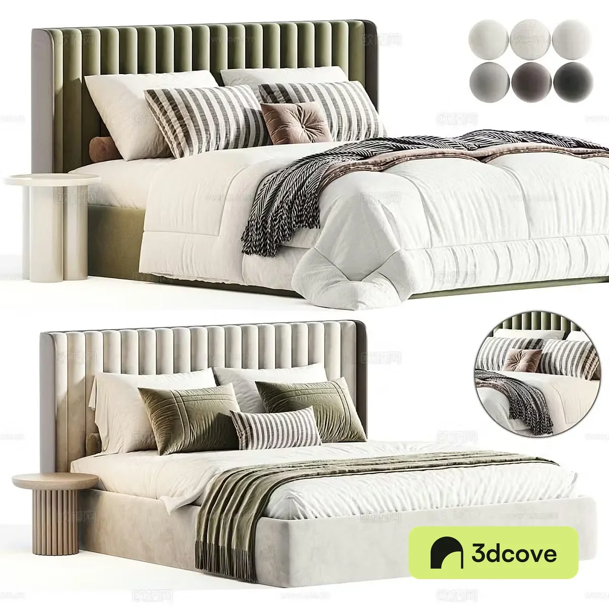 Modern cream style fabric double bed