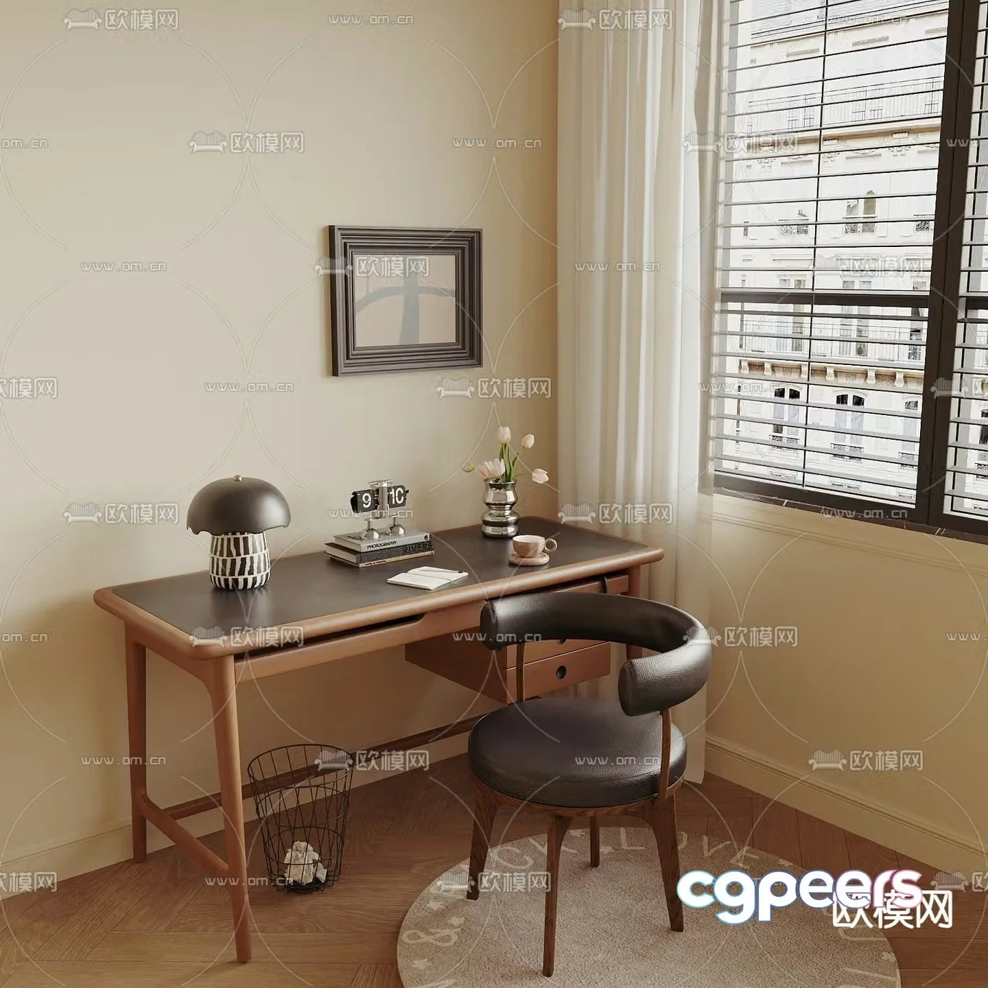 Medieval style desk study table writing desk 3D model