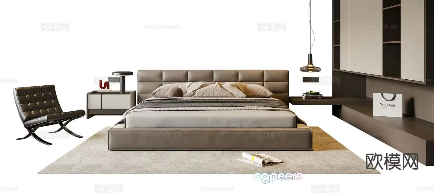 Italian double bed 3d model