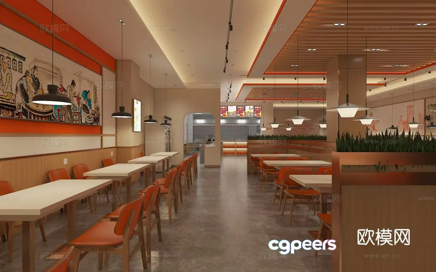 Modern noodle shop vermicelli shop 3d model