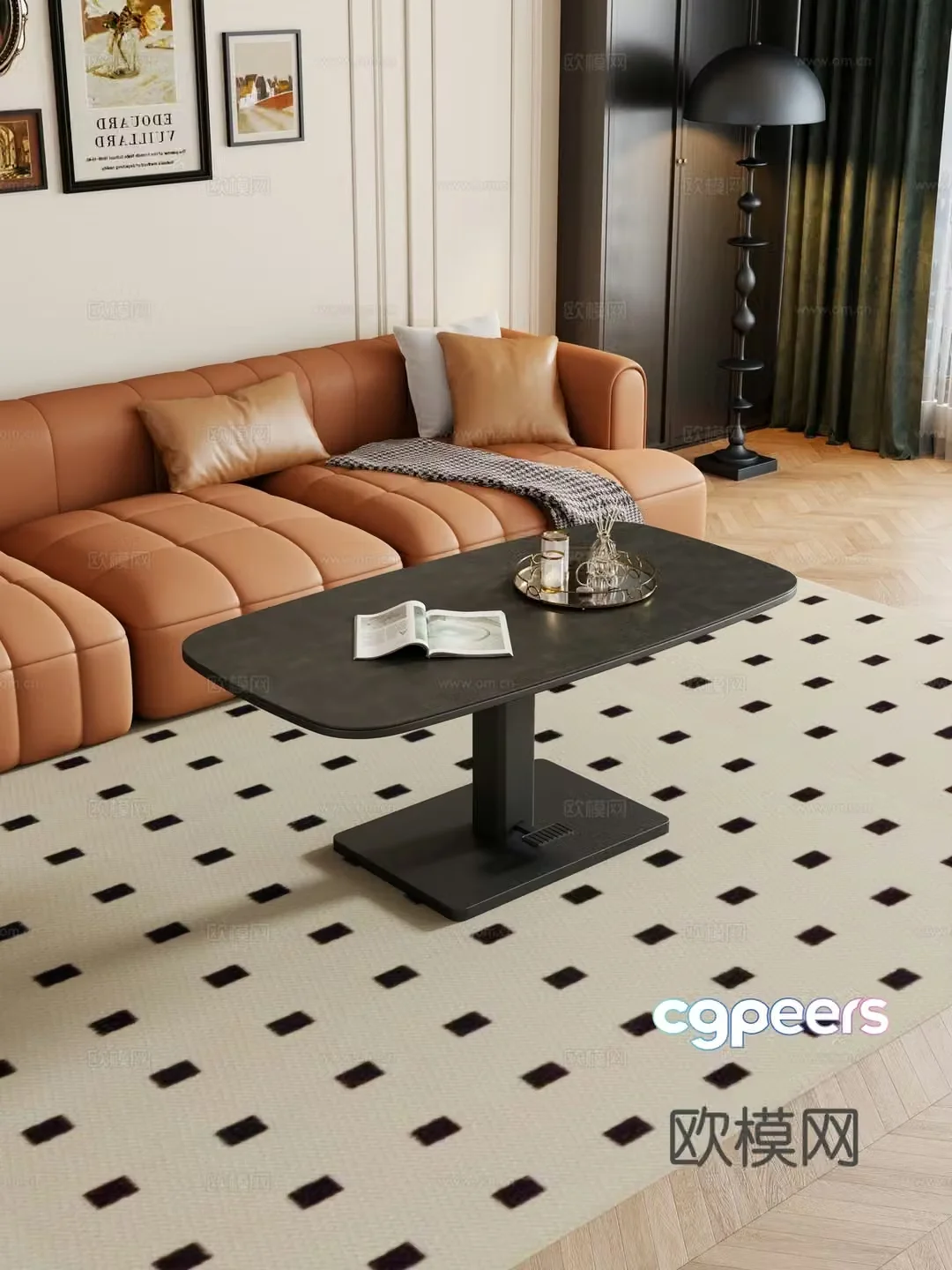 Creamy living room mother-child coffee table sofa coffee table combination decoration 3d model