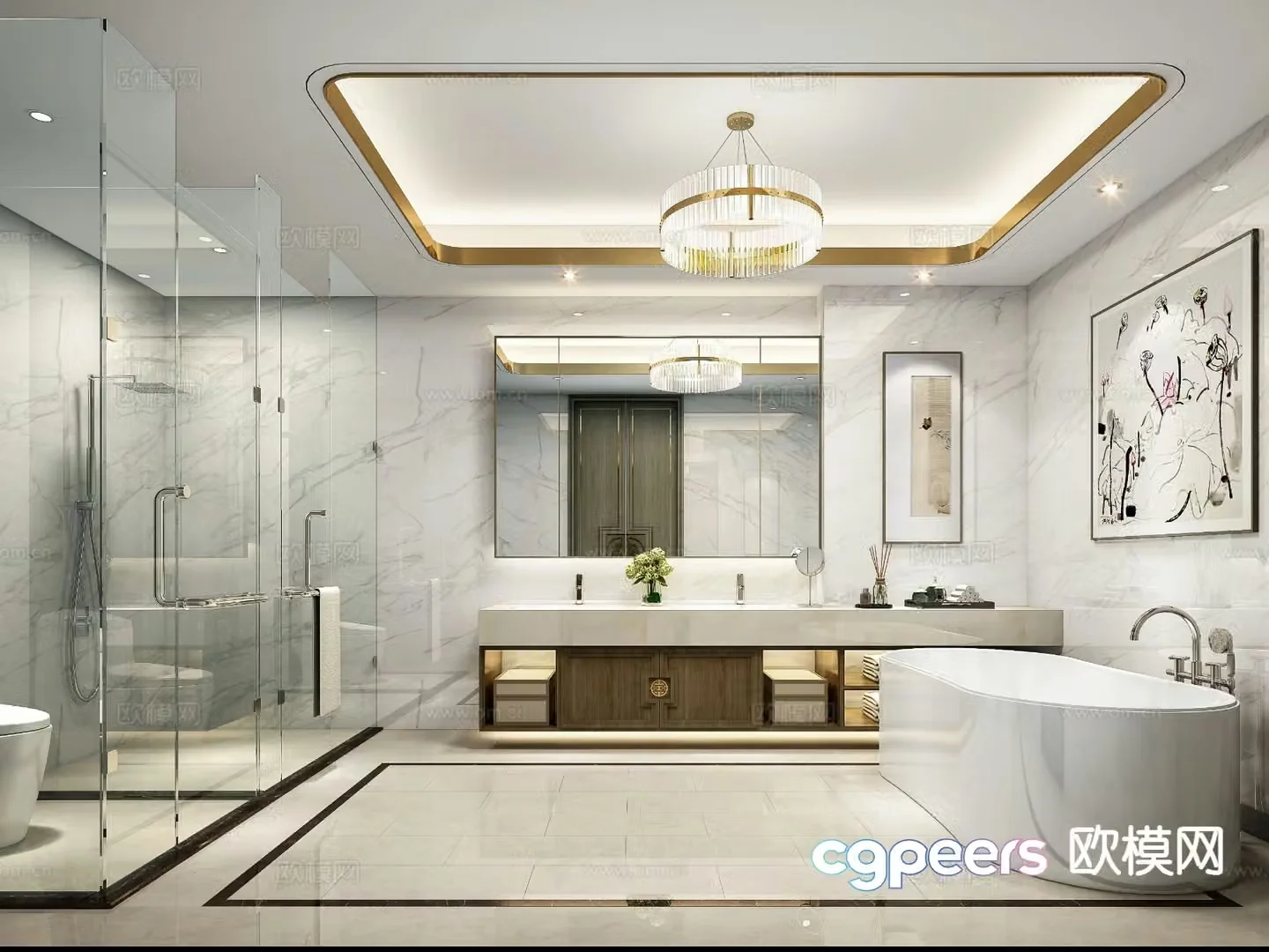 New Chinese style bathroom bathroom 3d model