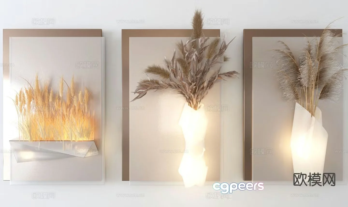 Luminous hanging decoration dead branch wall decoration 3D model
