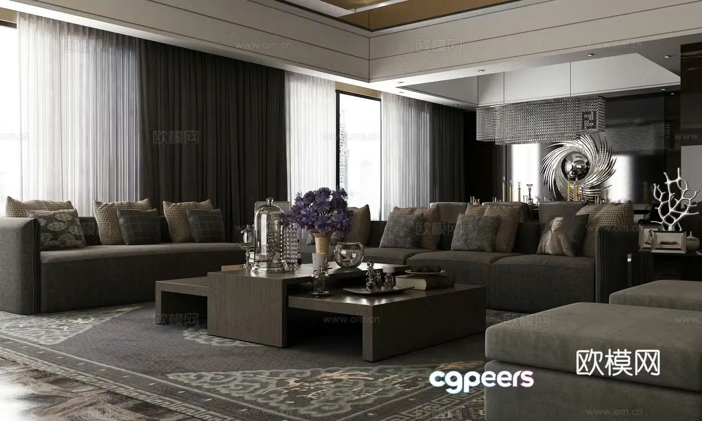 Modern boutique modern living room space 3d model