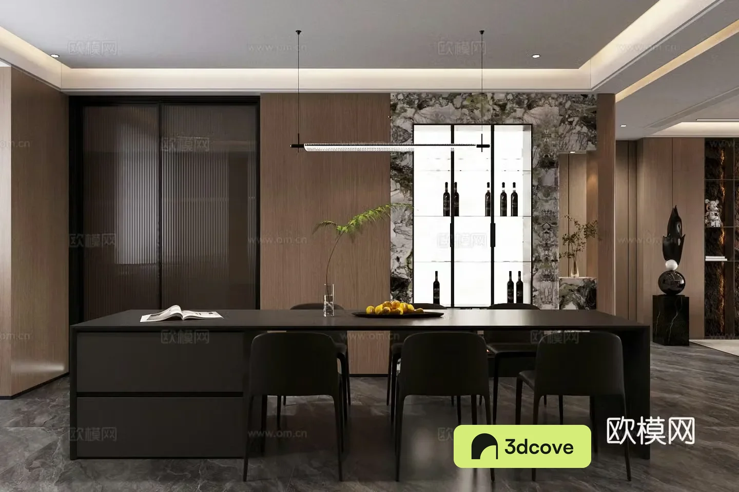 Modern island restaurant Open restaurant Marble island Italian light luxury island restaurant