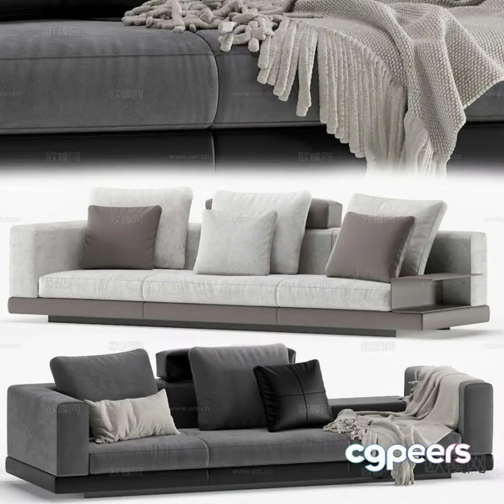 Modern three-seat sofa 3d model