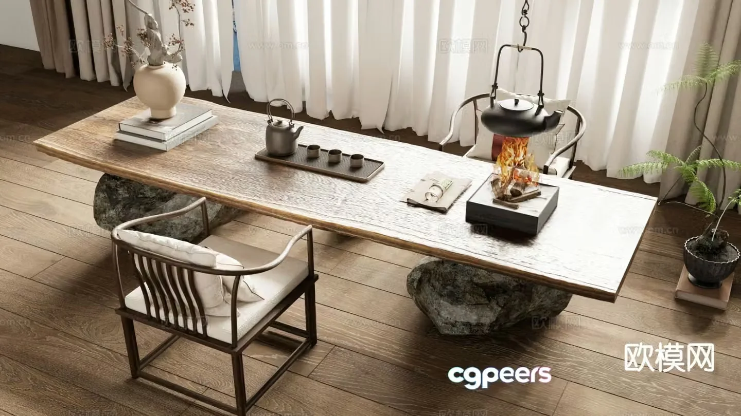 New Chinese style tea table tea table 3d model