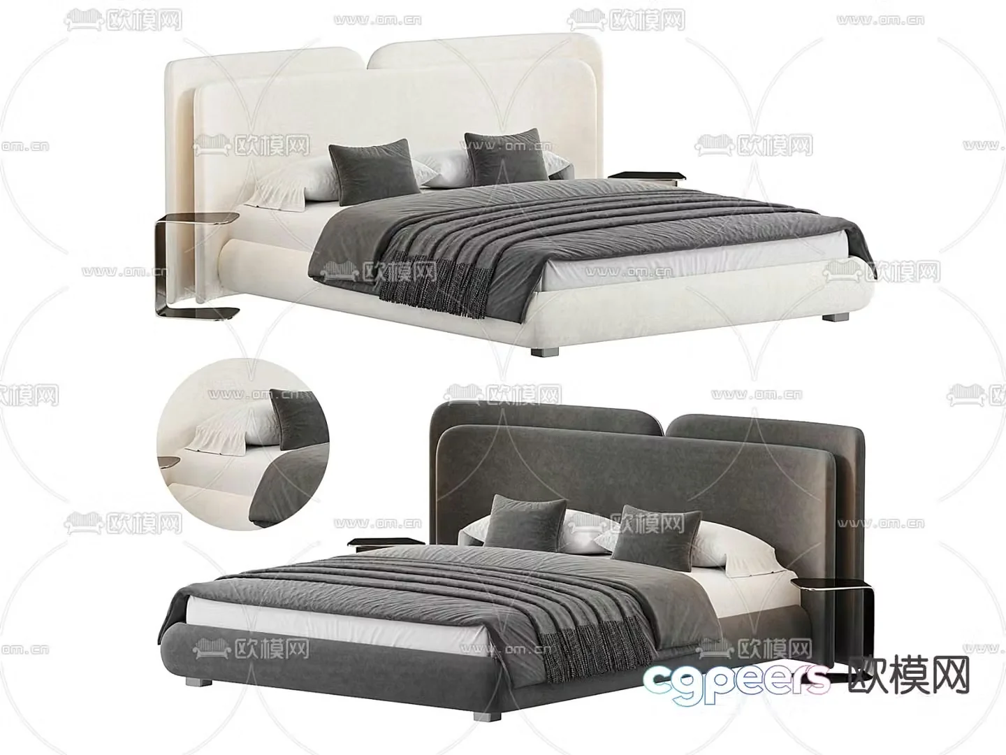 Pertica double bed 3d model