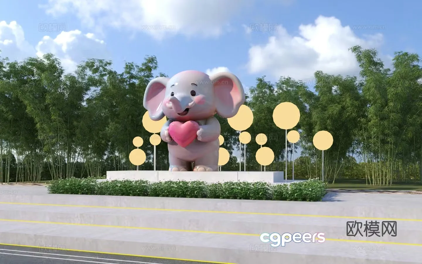 Modern elephant sculpture sketch 3d model