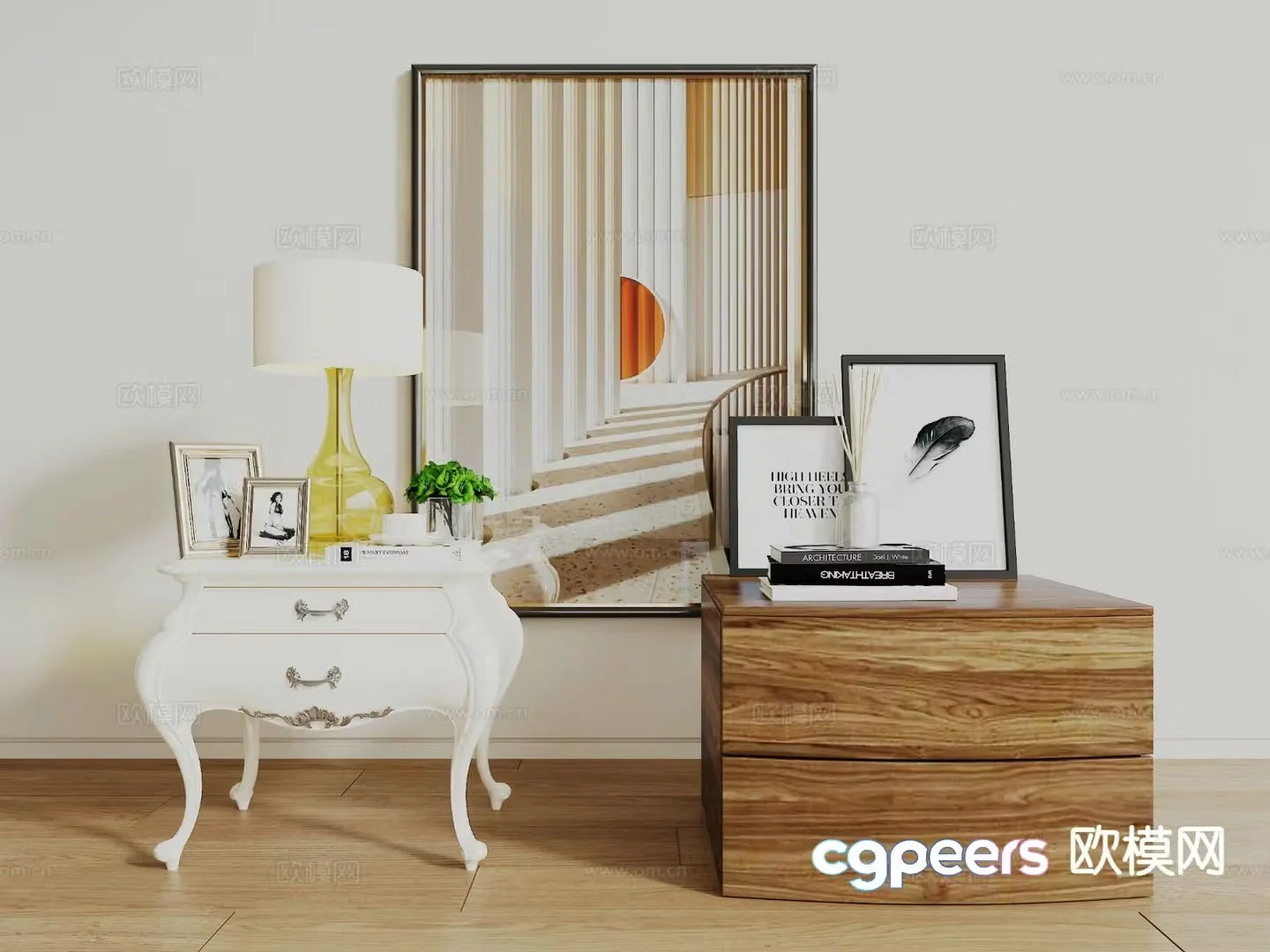 Modern bedside table 3d model