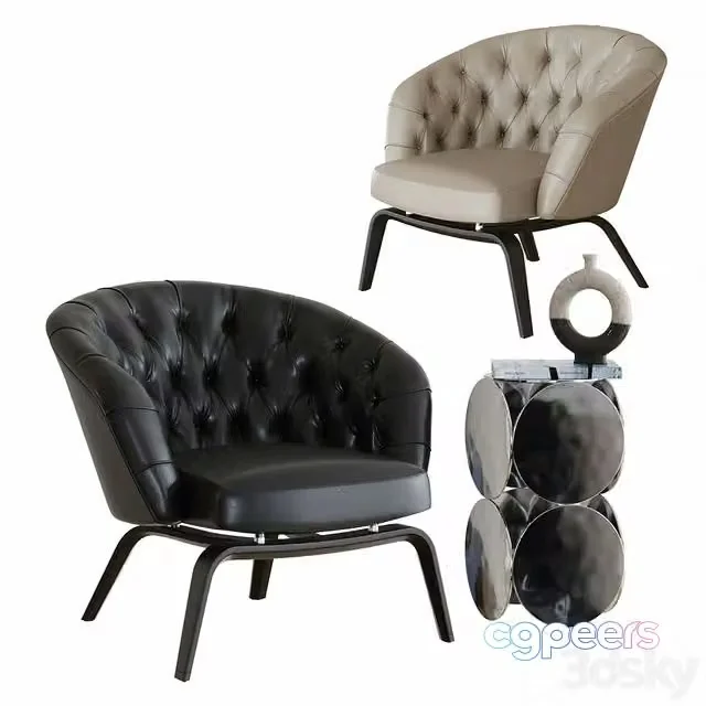 3ds Max Free – Set of models_04, armchair, table